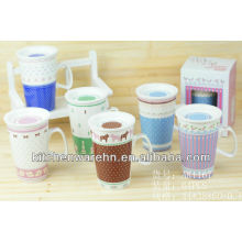 Haonai AK1167-64PCS porcelain mug with silicone lid and band